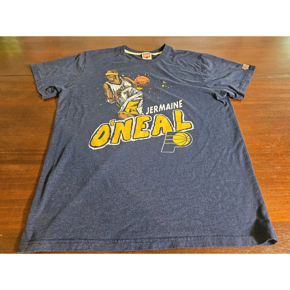 Homage Jermaine O'Neal Indiana Pacers Mens Large Navy Blue Graphic T-Shirt